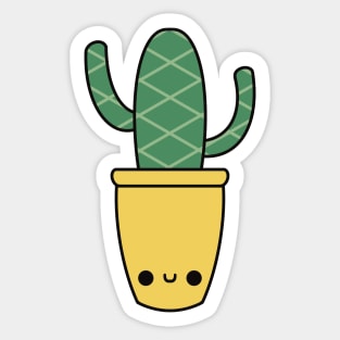 Cute Kawaii Cactus In Yellow Pot Sticker